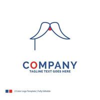 Company Name Logo Design For moustache. Hipster. movember. male. men. Blue and red Brand Name Design with place for Tagline. Abstract Creative Logo template for Small and Large Business. vector