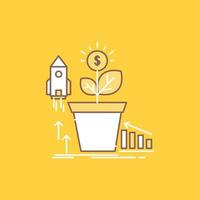 Finance. financial. growth. money. profit Flat Line Filled Icon. Beautiful Logo button over yellow background for UI and UX. website or mobile application vector