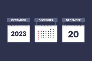 2023 calendar design December 20 icon. 20th December calendar schedule, appointment, important date concept. vector