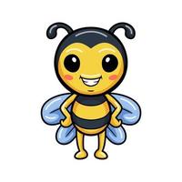 Cute little bee cartoon posing vector