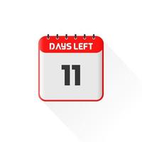 Countdown icon 11 Days Left for sales promotion. Promotional sales banner 11 days left to go vector