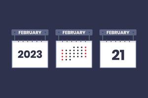 2023 calendar design February 21 icon. 21st February calendar schedule, appointment, important date concept. vector