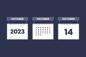 2023 calendar design October 14 icon. 14th October calendar schedule, appointment, important date concept. vector