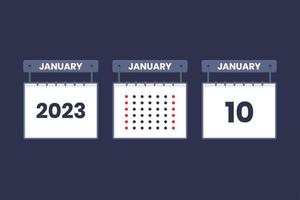 2023 calendar design January 10 icon. 10th January calendar schedule, appointment, important date concept. vector