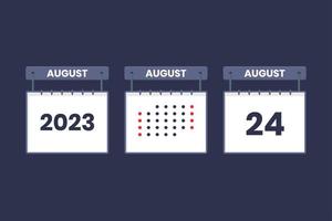 2023 calendar design August 24 icon. 24th August calendar schedule, appointment, important date concept. vector