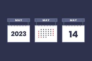 2023 calendar design May 14 icon. 14th May calendar schedule, appointment, important date concept. vector