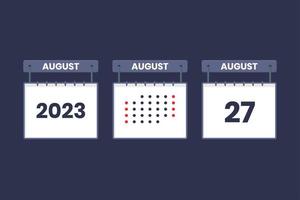 2023 calendar design August 27 icon. 27th August calendar schedule, appointment, important date concept. vector