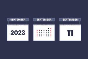 2023 calendar design September 11 icon. 11th September calendar schedule, appointment, important date concept. vector