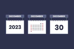 2023 calendar design December 30 icon. 30th December calendar schedule, appointment, important date concept. vector