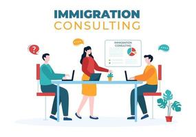 Immigration Consultant Template Hand Drawn Cartoon Flat Illustration Counseling Assistance for Provide Advice to People Who Will Make the Move vector