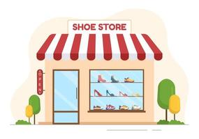 Shoe Store with New Collection Men or Women Various Models or Colors of Sneakers and High Heels in Flat Cartoon Hand Drawn Templates Illustration vector