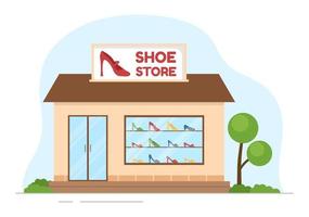 Shoe Store with New Collection Men or Women Various Models or Colors of Sneakers and High Heels in Flat Cartoon Hand Drawn Templates Illustration vector