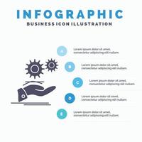 solution. hand. idea. gear. services Infographics Template for Website and Presentation. GLyph Gray icon with Blue infographic style vector illustration.