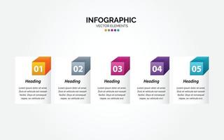 Horizontal Infographic business colorful template banner design 5 options background style you can used for marketing process workflow presentation development plan vector