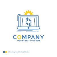 data. processing. Analysis. reporting. sync Blue Yellow Business Logo template. Creative Design Template Place for Tagline. vector