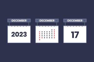 2023 calendar design December 17 icon. 17th December calendar schedule, appointment, important date concept. vector