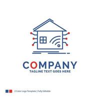 Company Name Logo Design For Automation. home. house. smart. network. Blue and red Brand Name Design with place for Tagline. Abstract Creative Logo template for Small and Large Business. vector