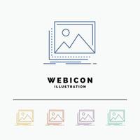 gallery. image. landscape. nature. photo 5 Color Line Web Icon Template isolated on white. Vector illustration