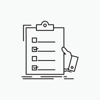 checklist. check. expertise. list. clipboard Line Icon. Vector isolated illustration