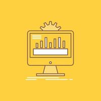 dashboard. admin. monitor. monitoring. processing Flat Line Filled Icon. Beautiful Logo button over yellow background for UI and UX. website or mobile application vector