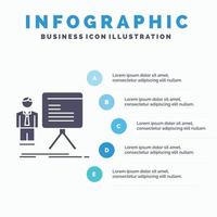 presentation. businessman. chart. graph. progress Infographics Template for Website and Presentation. GLyph Gray icon with Blue infographic style vector illustration.