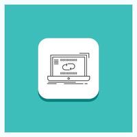 Round Button for Communication. connection. link. sync. synchronization Line icon Turquoise Background vector