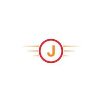 letra j velocidad logotipo creativo moderno vector