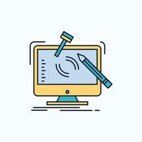 engineering. project. tools. workshop. processing Flat Icon. green and Yellow sign and symbols for website and Mobile appliation. vector illustration