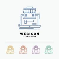 negocio. mercado. organización. datos. plantilla de icono web de línea de color de mercado en línea 5 aislada en blanco. ilustración vectorial vector