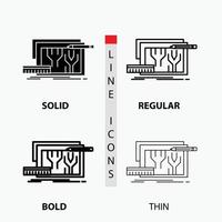 Architecture. blueprint. circuit. design. engineering Icon in Thin. Regular. Bold Line and Glyph Style. Vector illustration