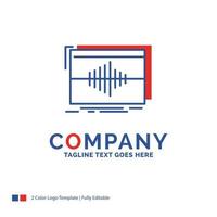 Company Name Logo Design For Audio. frequency. hertz. sequence. wave. Blue and red Brand Name Design with place for Tagline. Abstract Creative Logo template for Small and Large Business. vector