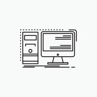 Computer. desktop. hardware. workstation. System Line Icon. Vector isolated illustration