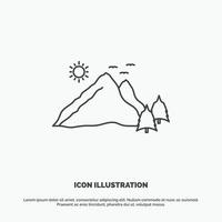 mountain. landscape. hill. nature. scene Icon. Line vector gray symbol for UI and UX. website or mobile application