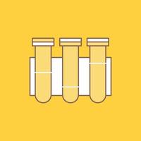 Test. Tube. Science. laboratory. blood Flat Line Filled Icon. Beautiful Logo button over yellow background for UI and UX. website or mobile application vector
