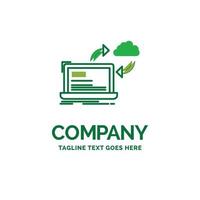 sync. processing. data. dashboard. arrows Flat Business Logo template. Creative Green Brand Name Design. vector