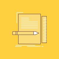 código. codificación. expediente. programación. icono relleno de línea plana de guión. hermoso botón de logotipo sobre fondo amarillo para ui y ux. sitio web o aplicación móvil vector