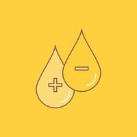 sangre. soltar. líquido. más. menos icono lleno de línea plana. hermoso botón de logotipo sobre fondo amarillo para ui y ux. sitio web o aplicación móvil vector