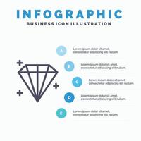 icono de línea de usuario de joya de diamante con fondo de infografía de presentación de 5 pasos vector