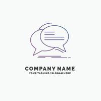 Bubble. chat. communication. speech. talk Purple Business Logo Template. Place for Tagline vector