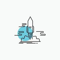 launch. Publish. App. shuttle. space Line Icon vector