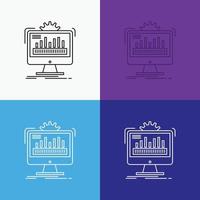 dashboard. admin. monitor. monitoring. processing Icon Over Various Background. Line style design. designed for web and app. Eps 10 vector illustration