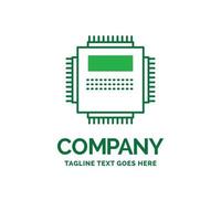 Processor. Hardware. Computer. PC. Technology Flat Business Logo template. Creative Green Brand Name Design. vector