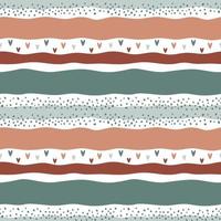 Cute striped seamless pattern with dots and hearts. Hand drawn repeating pattern for fabric, wallpaper vector