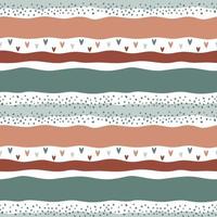 Cute striped seamless pattern with dots and hearts. Hand drawn repeating pattern for fabric, wallpaper vector