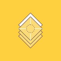 Arrange. design. layers. stack. layer Flat Line Filled Icon. Beautiful Logo button over yellow background for UI and UX. website or mobile application vector