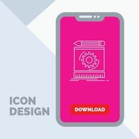 Draft. engineering. process. prototype. prototyping Line Icon in Mobile for Download Page vector