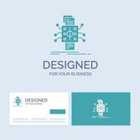 Analysis. data. datum. processing. reporting Business Logo Glyph Icon Symbol for your business. Turquoise Business Cards with Brand logo template. vector