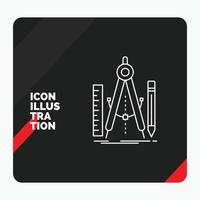 Red and Black Creative presentation Background for Build. design. geometry. math. tool Line Icon vector
