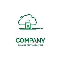 cloud. upload. save. data. computing Flat Business Logo template. Creative Green Brand Name Design. vector