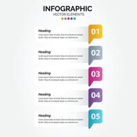 números de plantilla de infografía vertical de negocios 5 opciones o pasos vector